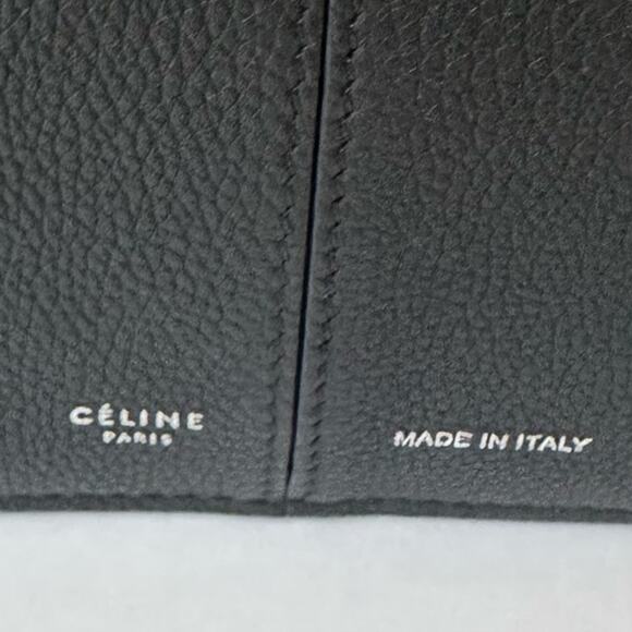 Celine Phoebe Philo Med Tri-Fold Black Shoulder Bag Grained Leather Authentic - Picture 2 of 16